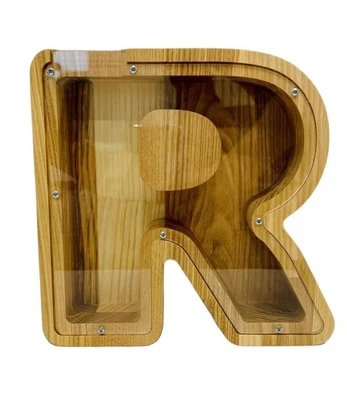 Didelė medinė taupyklė raidė „R“ (34 cm)