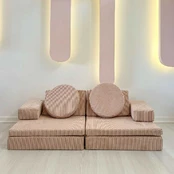 Pink 2 vietų sofa-lova Puzzle - Rožinė kaina