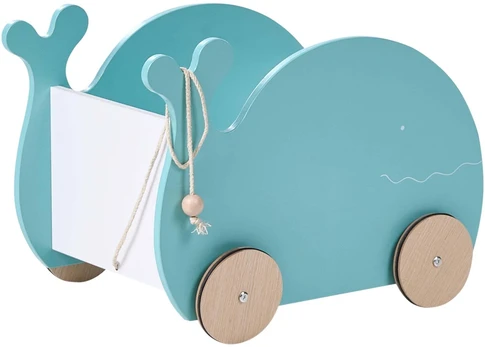 Beliani Žaislų dėžė ant ratukų WOOLI 30 cm Mėlyna