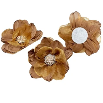 Organza aplikacijos, 3 vnt, Kava