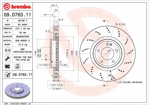 BREMBO 09.D763.11 Brake Disc