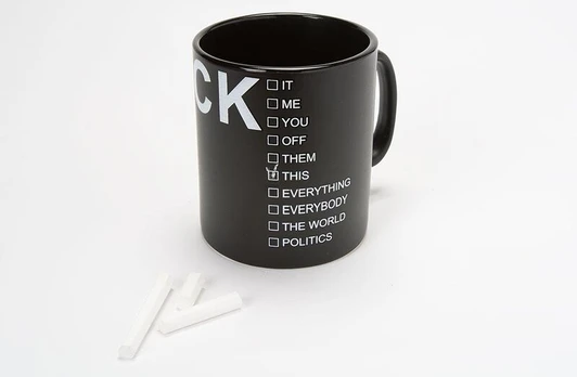 Kavos puodelis 'F**K' 885ml + kreida
