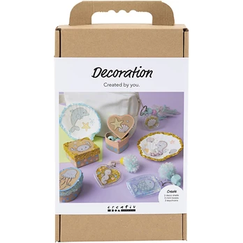 Craft Kit Decoration - Boxes - shells - key rings - pastel colours (977847)