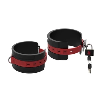Kink by Doc Johnson Leather Ankle Restraints Raudona-Juodas Adjustable