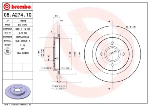 BREMBO 08.A274.10 Brake Disc