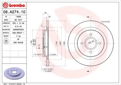 BREMBO 08.A274.10 Brake Disc kaina
