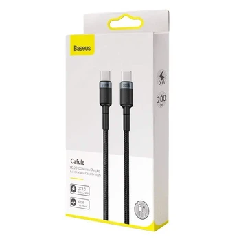 Baseus PD2.0 USB-C 5A 100W 2 metrų pintas laidas (juodas)