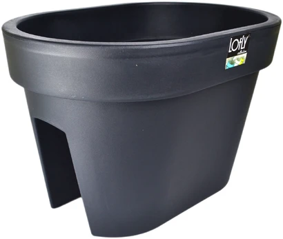 Balkoninis vazonas Lofly Railing, plastikinis, 40 cm x 26.5 cm, antracito sp.
