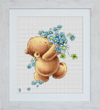 Bear with Forget-me-not Flowers SB1052