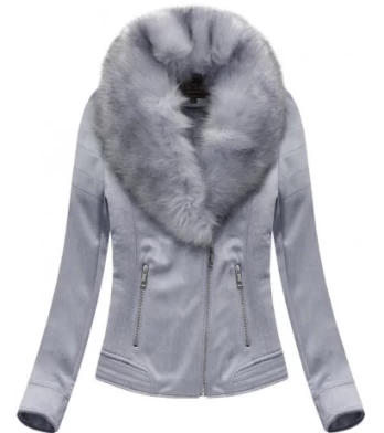 SUEDE MOTORCYCLE WITH FUR LILAC (6502BIG) striukė