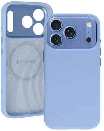 Dėklas Liavec Silk Shield Case with Metal Camera Frame do Iphone 18 Pro Max/17 Pro Max Šviesiai mėlynas