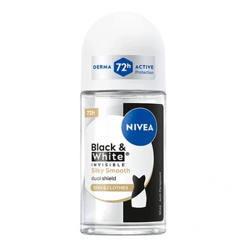 NIVEA_Black & White Invisible Silky Smooth dezodorantas-rulonėlis moterims, 50 ml