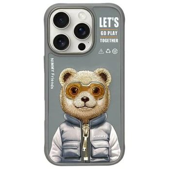 Nimmy etui iPhone 16 Pro 6.3" pilka/pilka Cool&Cute 2.0 Bear