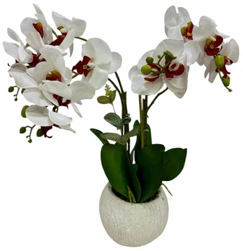 Dirbtinis augalas vazone, orchidėja, balta sp./žalia sp., 50 cm x 14 cm