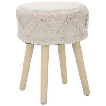 Boho stiliaus taburetė, medinės kojos, Ø 32 cm