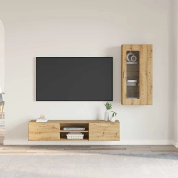 TV spintelių komplektas su stalčių FLORIN Amatininkų ąžuolas