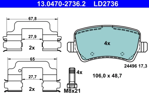 ATE 13.0470-2736.2 Brake pad set