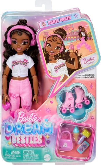 Mattel BARBIE DREAM BESTIES ROLLER SKATE lėlė – Brooklyn (JFX97)