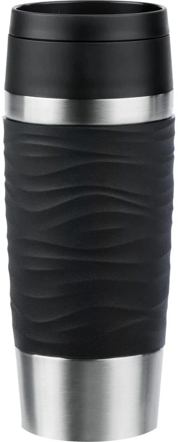 Emsa TRAVEL MUG Waves Thermobecher (juodas/edelstahl, 0,36 Liter)