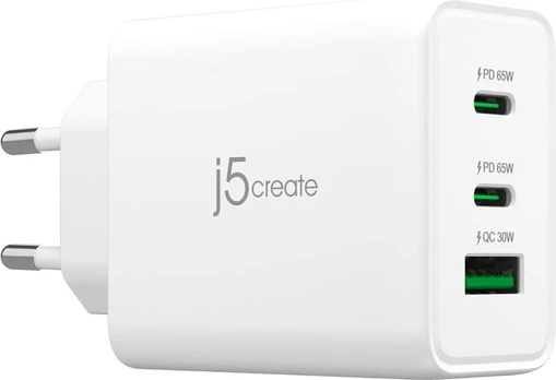 J5Create 65W GAN USB-C 3-PORT CHARGER/EU Baltas