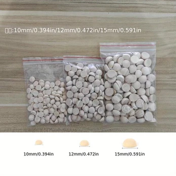pusiau apvalūs rutuliukai, 100 vnt, 15 mm