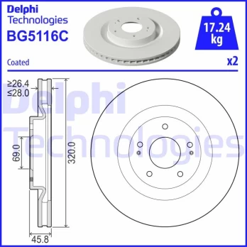 Stabdžių diskas DELPHI BG5116C