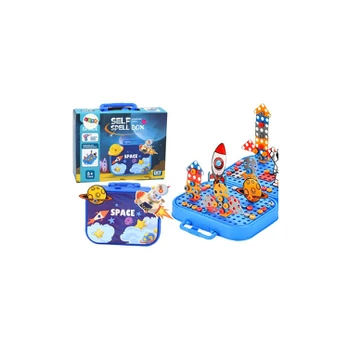 Lean Suitcase Set DIY Puzzle Blocks Space Screwdriver 228 pieces.