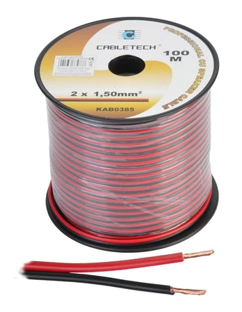 Cabletech Kolonėlių kabelis 1.5mm 100m Juoda - Raudona