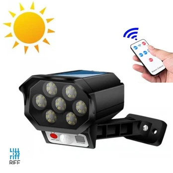 Riff JX-717 Outdoor Wall Mount Solar Battery Lamp with Motion sensor &amp; Remote Control Black
