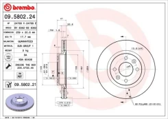 BREMBO 09.5802.21 Brake Disc kaina