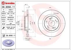 BREMBO 08.9092.11 Brake Disc kaina