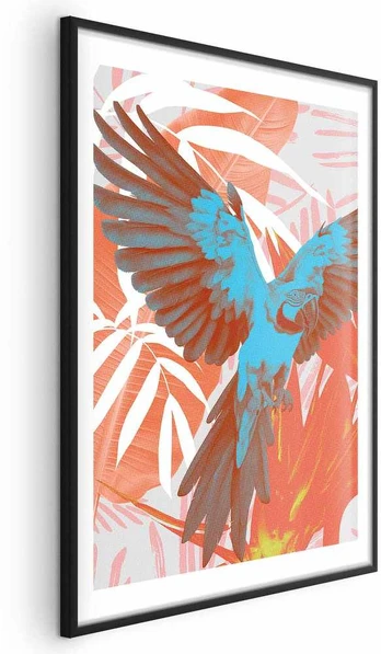 Artgeist Plakatas - Exotic Wings - parrot among abstract leaf patterns