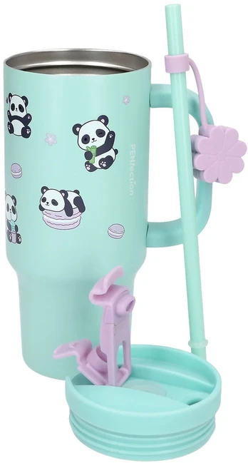 Penfection - To Go Cup With Straw - PANDA - Turquoise - 470 ml