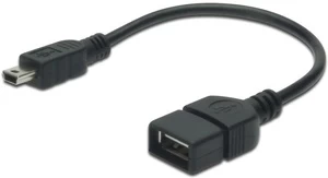 Assmann Electronic ASSMANN USB 2.0 adapterio kabelis OTG tipo mini B - A M/F 0.2m USB 2.0 atitinka bl