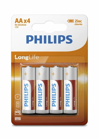 PHILIPS LongLife AA/R6 B4 elementai