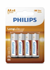 PHILIPS LongLife AA/R6 B4 elementai kaina
