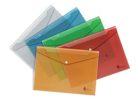 Envelope with print Forpus, A4, plastic, red, transparent