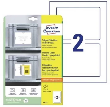 Avery Zweckform 8002-5 160 x 120 mm Polypropylen Weiss Hellgrau 10 St. Permanent