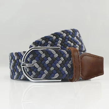 Vyriškas drobinis diržas, Juoda Pilka Navy Blue-120cm