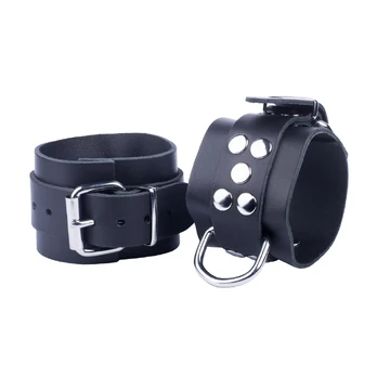 Red Leather Wrist & Ankle Restraints Black 6cm Adjustable
