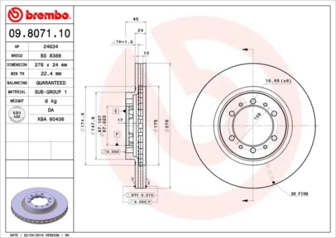 BREMBO 09.8071.11 Brake Disc