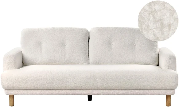 Beliani Trivietė sofa TUVE, balta boucle medžiaga