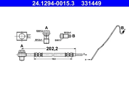 ATE 24.1294-0015.3 Brake hose