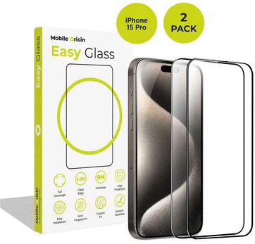 Mobile Origin „EasyGlass iPhone 15 Pro“, 2 vnt. pakuotė