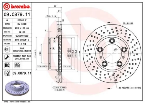 Stabdžių diskas BREMBO 09.C879.11