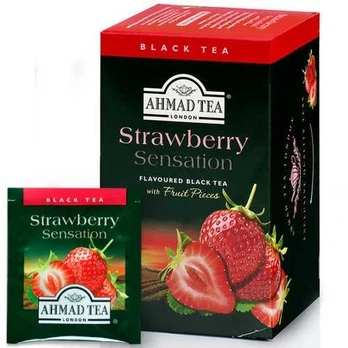 Juodoji arbata Ahmad Strawberry, 20x2g