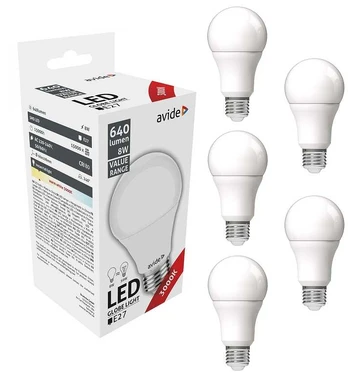 Avide LED lemputė 8W E27 3000K 5vnt