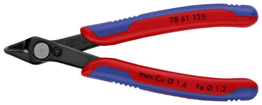 Šoninės replės elektronikai Super Knips 125 mm D1,6 mm, Knipex