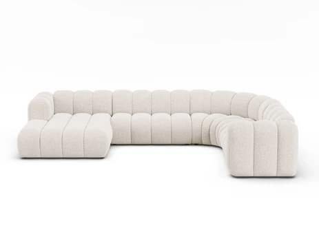 Modular Panoramic Right Corner Sofa, "Lupine", 6 Seats, 370x280x70, Light Beige