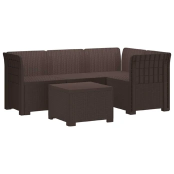 4 Vietų Sodo Sofa Ratanų Imitacija PP Ruda